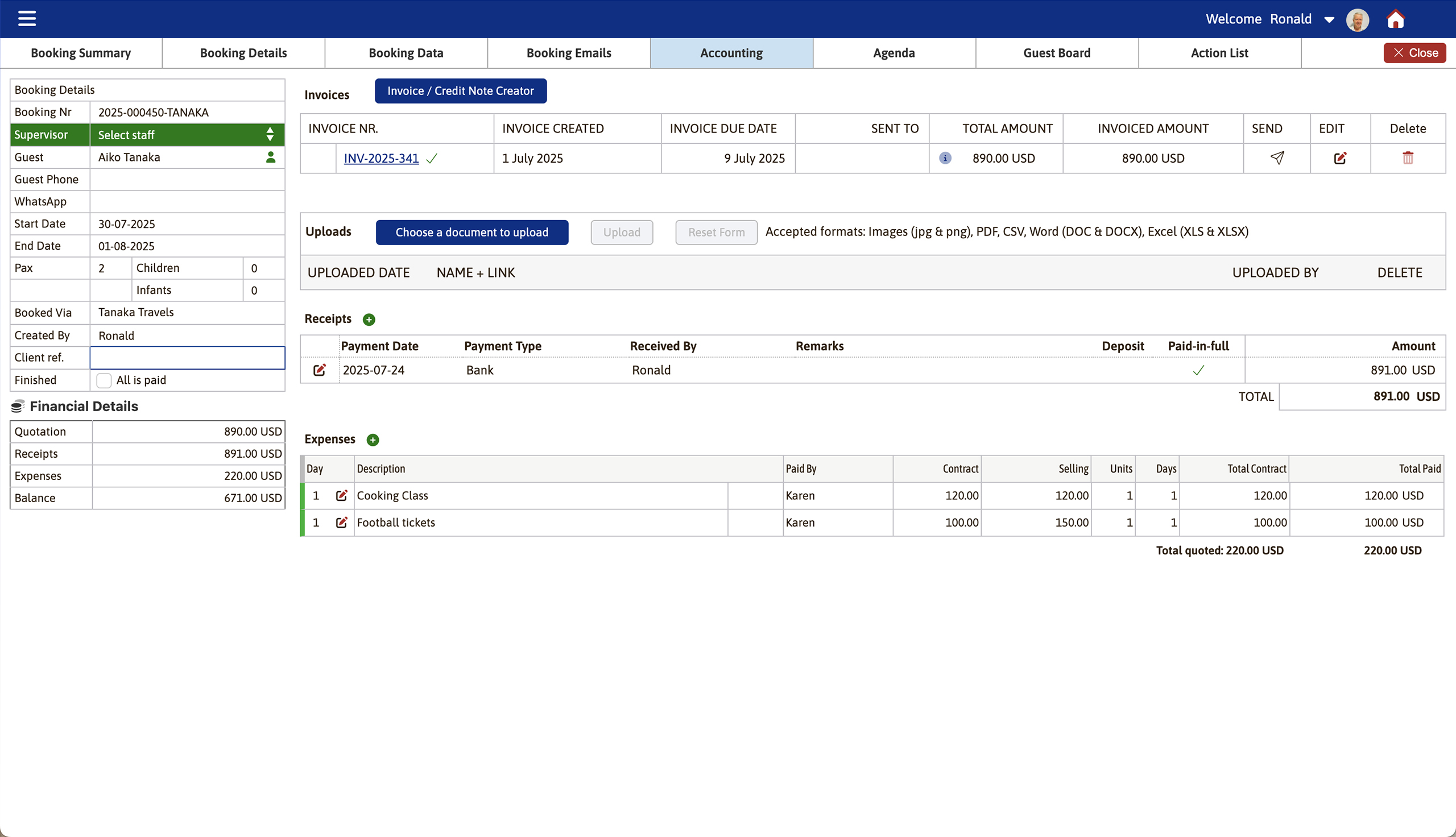 Accounting Tab